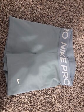 Nike Pro Pale Blue Compression Shorts with White Swoosh